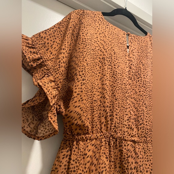 Storia Keep Your Edge Brown & Black Leopard Animal Print Ruffle Romper - S - Picture 14 of 17